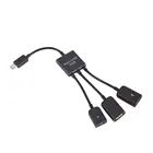 3 в 1 Micro usb-хаб штекер-Гнездо Двойной USB 2,0 адаптер хоста OTG Кабель-конвертер удлинитель универсальный для мобильных телефонов черный