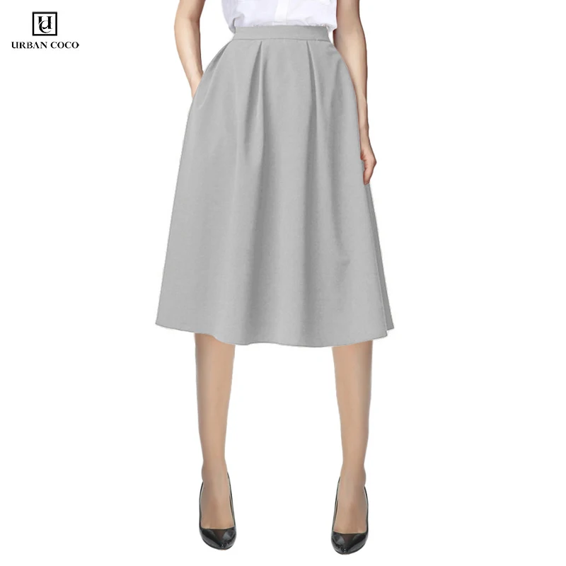 Женская однотонная расклешенная трапециевидная юбка с карманами Urban CoCo