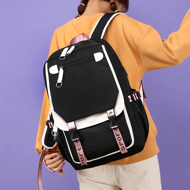 

Book Bag Kids School Backpack for Girls Cute Solid Color Canvas Bag Backpack Schoolbag Kawaii Backpacks for Teenage Girls Boys