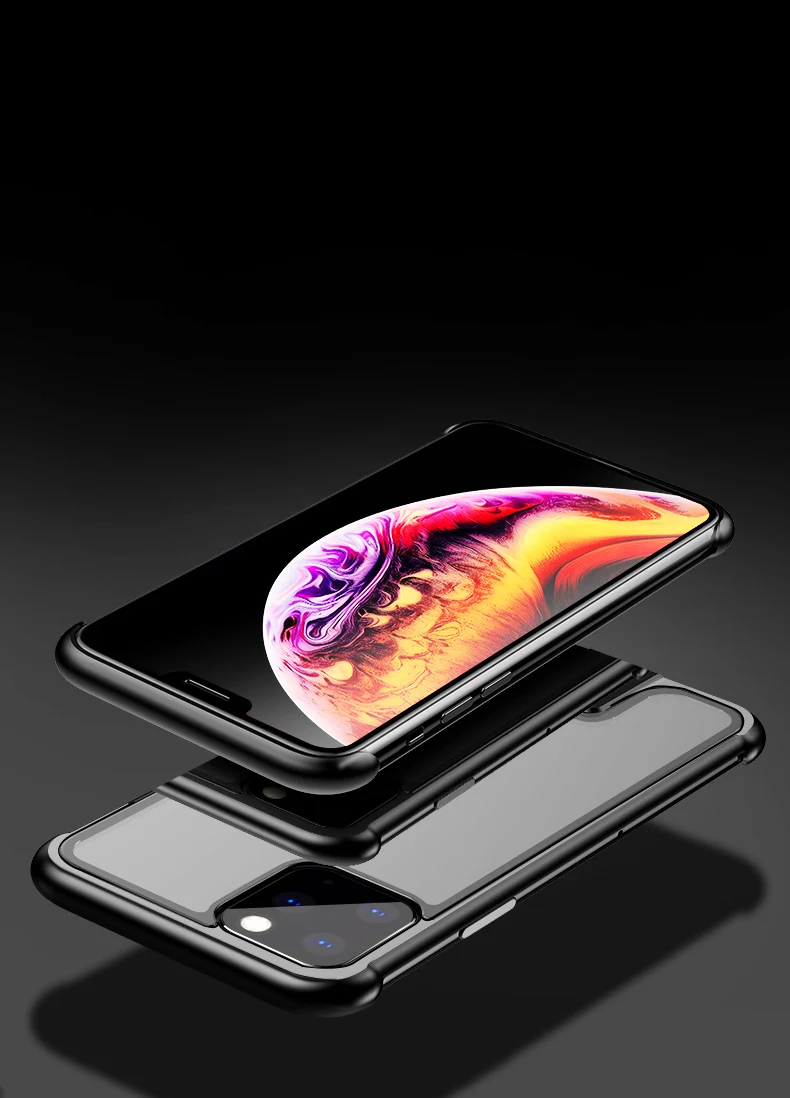 Для iPhone11 противоударный двухтактный металлический каркас задняя крышка из закаленного стекла чехол для iPhone 11pro Max чехол