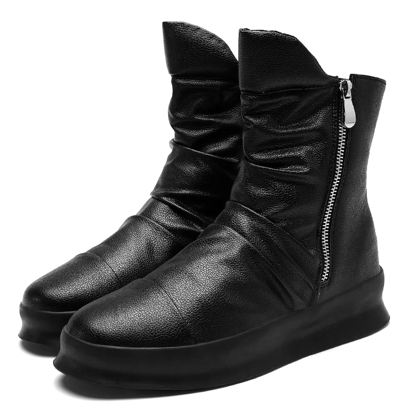 Модные ботинки на молнии мужские кожаные роскошные Брендовые ботильоны для