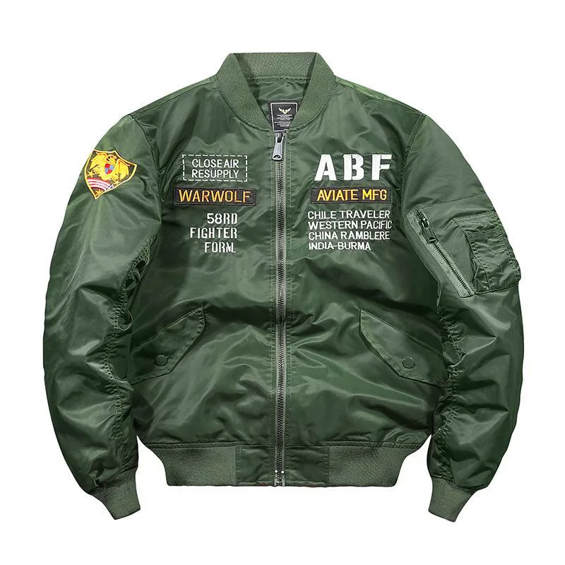 

Men Spring Autumn Embroidery Pilot Jackets MA-1 Military Bomber Windbreaker Mens Baseball uniform Casaco Masculino Size M-4XL