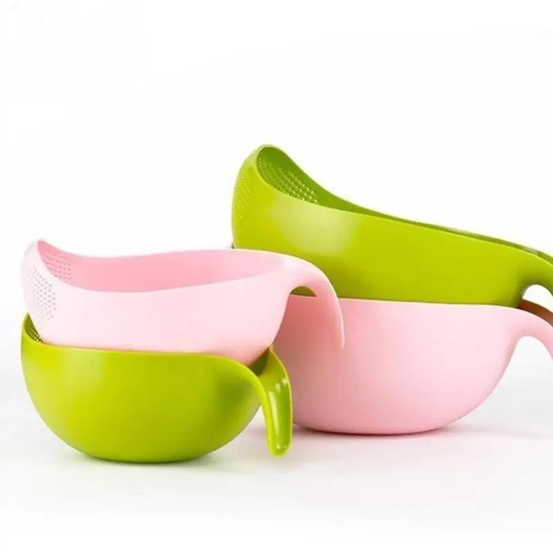 

Colorful kitchen Drain Rice Plastic Washing Basket FruitBasket Plastic Rice Washing Kitchen Thickened Handle Rice with S2C2
