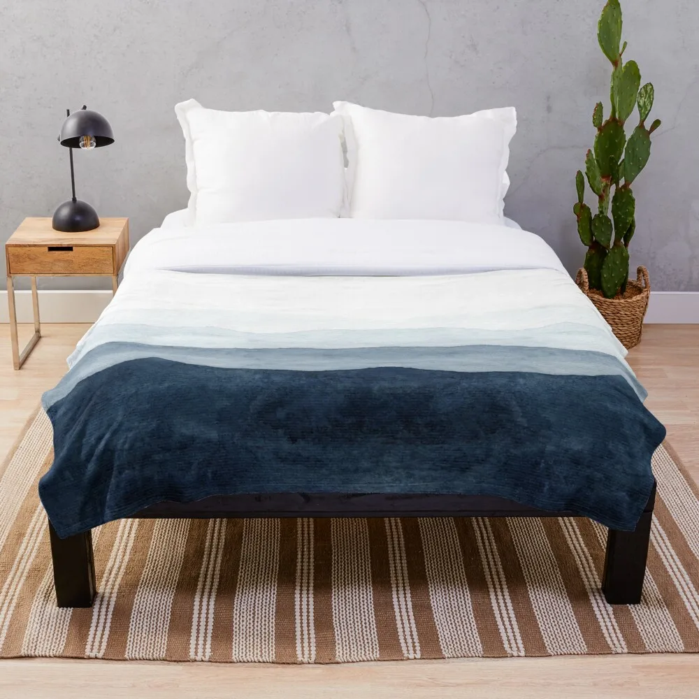 

Квадратное акварельное одеяло цвета индиго с эффектом омбре, Фланелевое покрывало из шерпы, постельное белье для дивана, мягкое меховое оде...