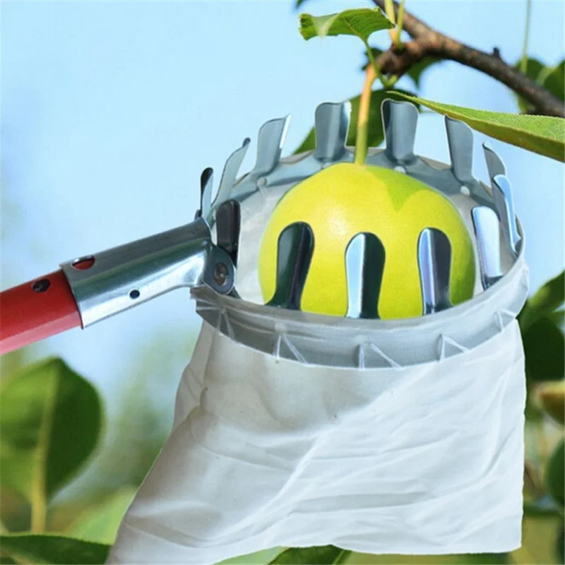 

Metal Fruit Picker Horticultural Fruit Convenient Fabric Orchard Gardening Apple Peach High Tree Picking Tools
