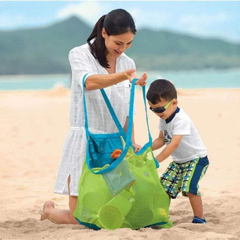 

Beach Mesh Bag Protable Kids Toys Clothes Bags Foldable Digging Sand Tool Storage Sundries Organizers Bag Cosmetic Makeup Pouch