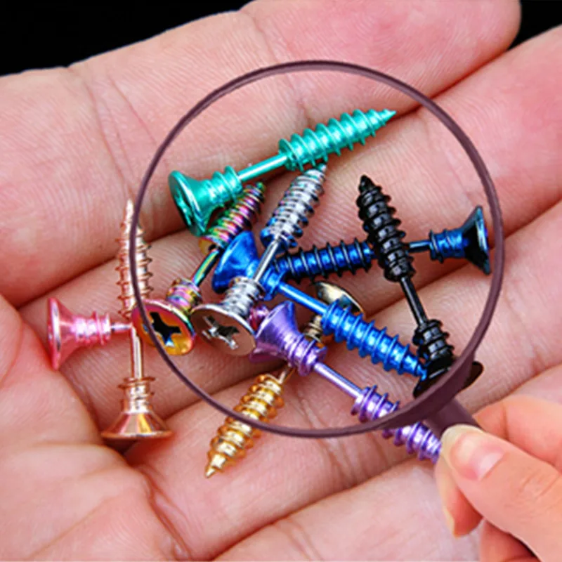 

1Pcs fashion Hip hop rock Small Spiral Black Earrin For Men Women Earrings Jewelry Punk Screw Stud Earrings wholesale