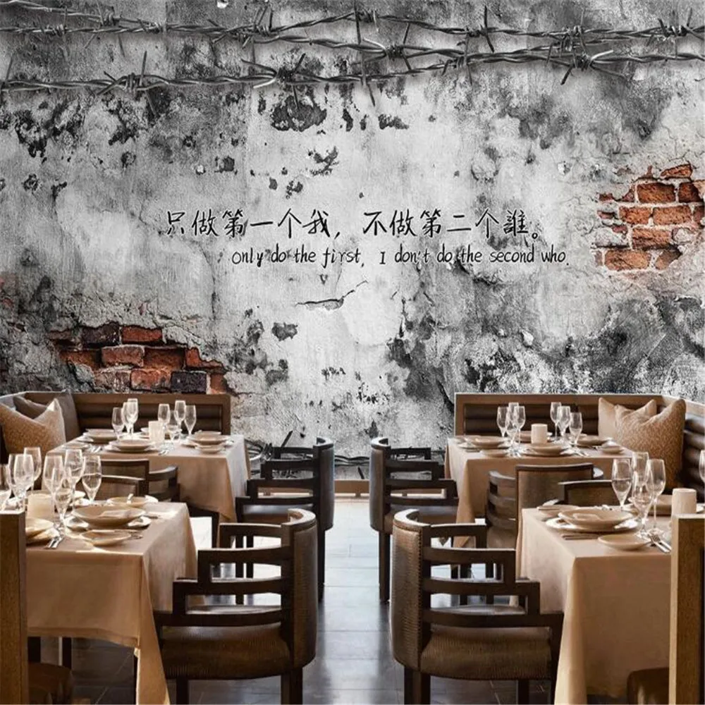 

Milofi Custom large 3D wallpaper mural back retro inspirational quotes literary restaurant tooling background wallpaper mural