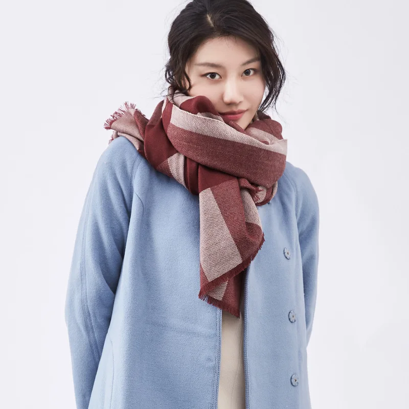 Женский шарф шерстяной Модный женский клетчатый Осень-зима шерстяная