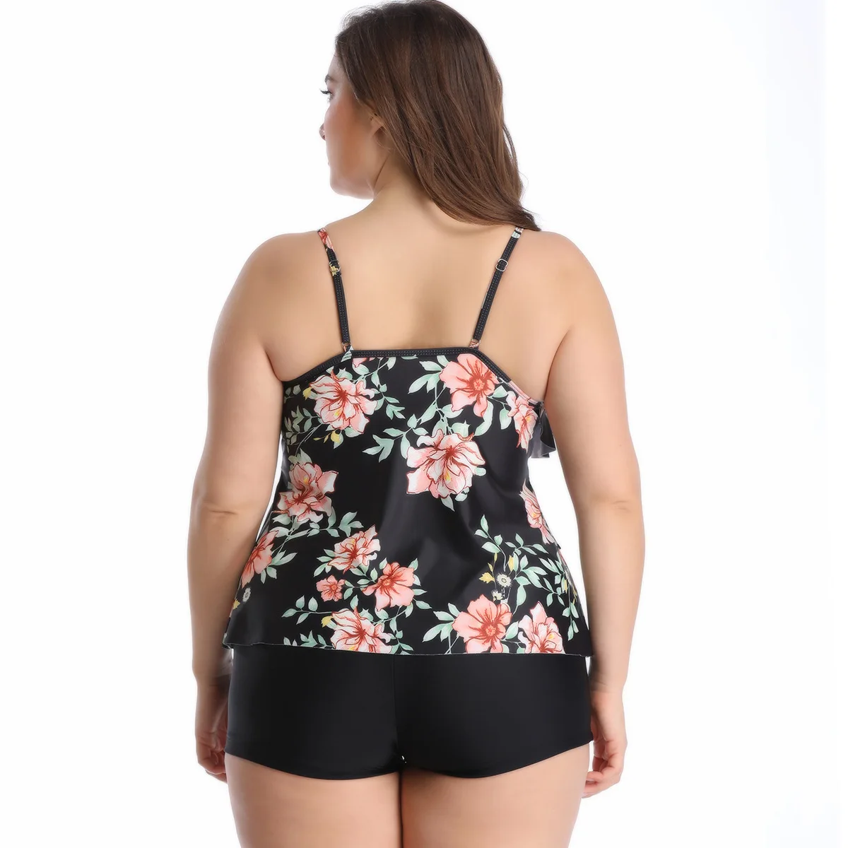 

Women's Oversize Swimsuit With Ruffle Print Two Piece Swimsuit Abdomen Control Bikini Large Flat Bottom