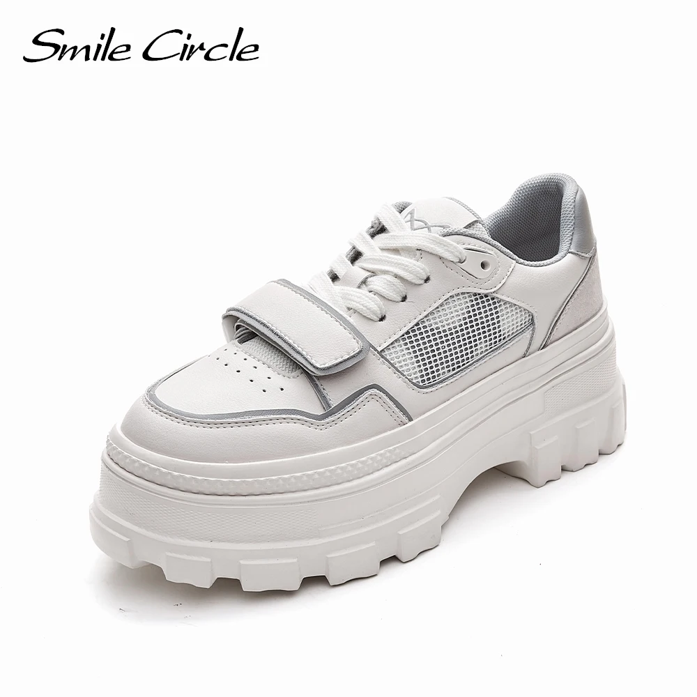 

Smile Circle/женские кроссовки на плоской платформе; Модные дышащие повседневные женские кроссовки на толстой подошве с круглым носком