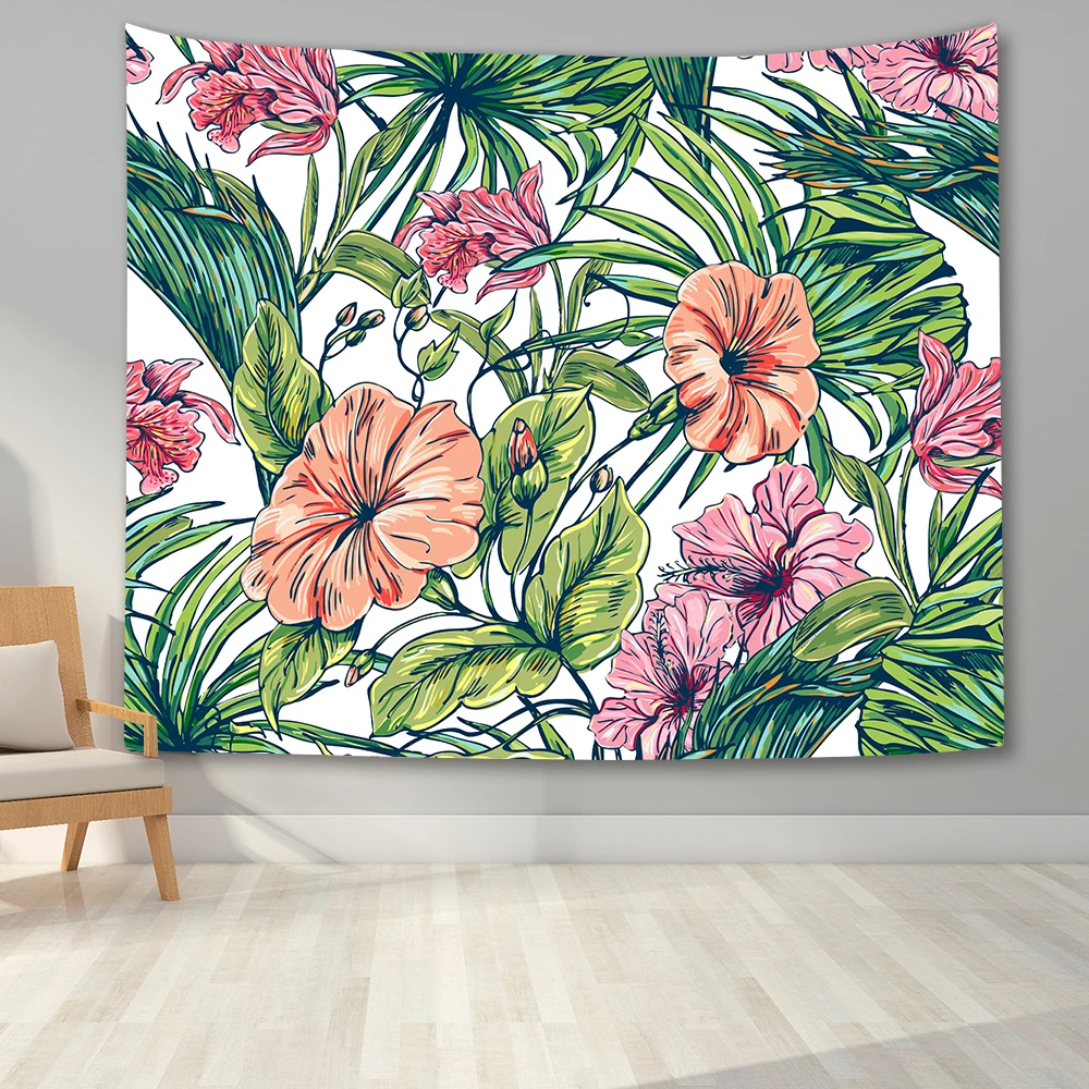 Цветной цветочный настенный гобелен с листьями для спальни домашний декор