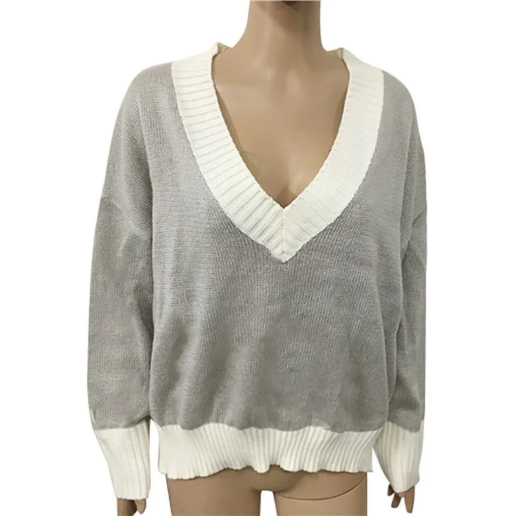 Женский свитер Однотонный с V образным вырезом вязаная куртка топы Кардиган