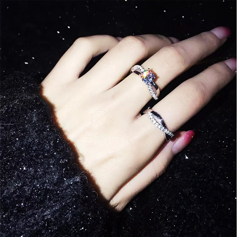 925 пробы набор серебряных обручальных колец с четырьмя когтями Sona бриллиантовые