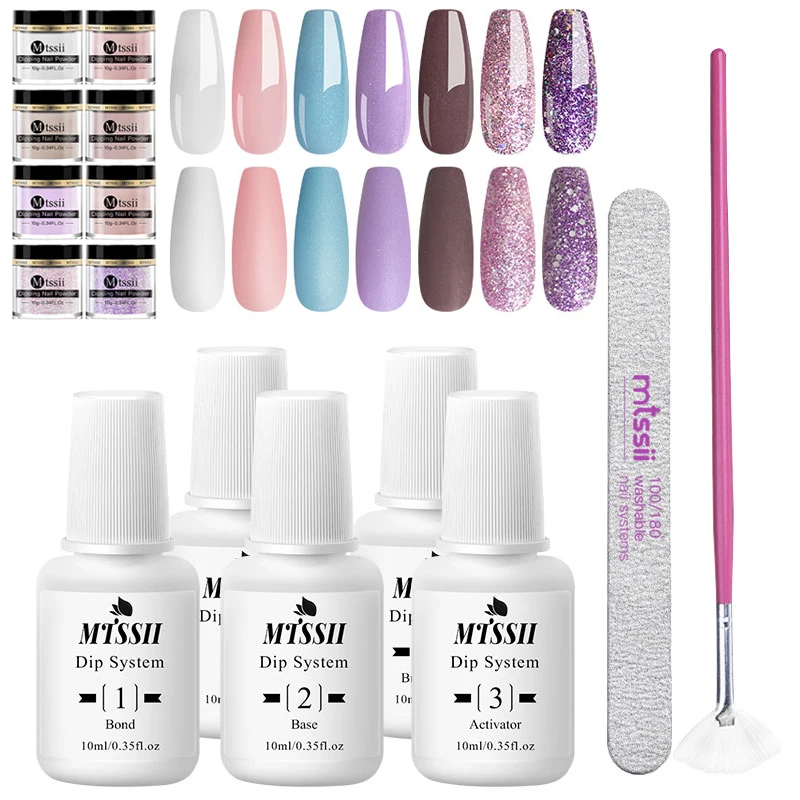 

Mtssii Nail Dipping Power Set French Dipping Nail Glitter Without Lamp Cure Dip Matte Top Coat Manicure Nails Dip Nail Powder