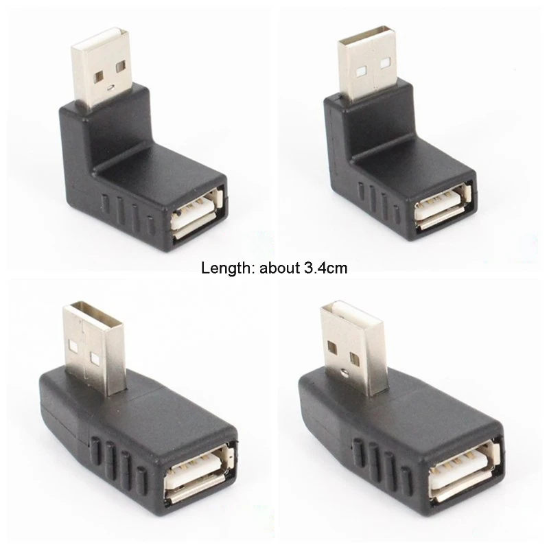 

USB-адаптер Тип B штекер-гнездо под углом 90 градусов вверх/вниз/влево/вправо Гибкий адаптер USB 2.0 Удлинительный разъем порта