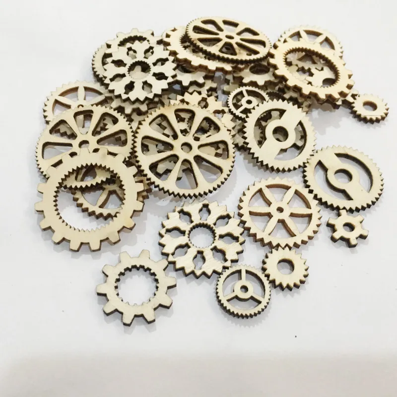 50 шт. деревянное колесо шестерня деревянный орнамент DIY ремесло украшения для