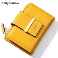 brand designer small wallet womens card holder zipper coin pocket soft pu leather ladies purse short wallets female