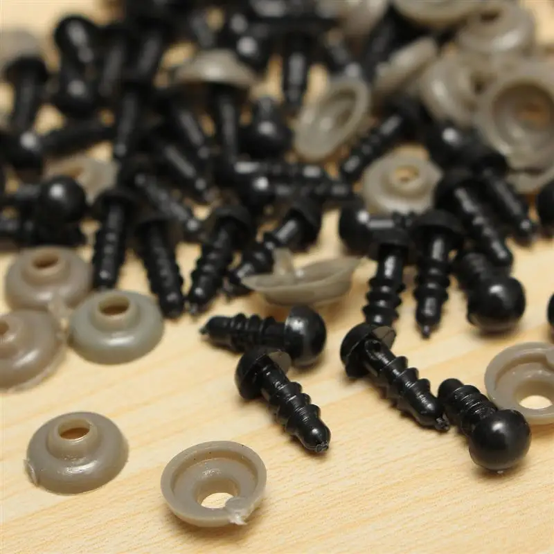 100 шт/50 пар 6 мм черные пластиковые безопасные глаза куклы аксессуары для