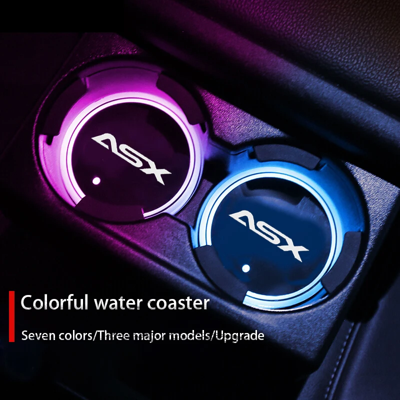 

Luminous Car Water Cup Coaster Holder 7 Colorful USB Charging Car Led Atmosphere Light For Mitsubishi ASX Auto Accessories
