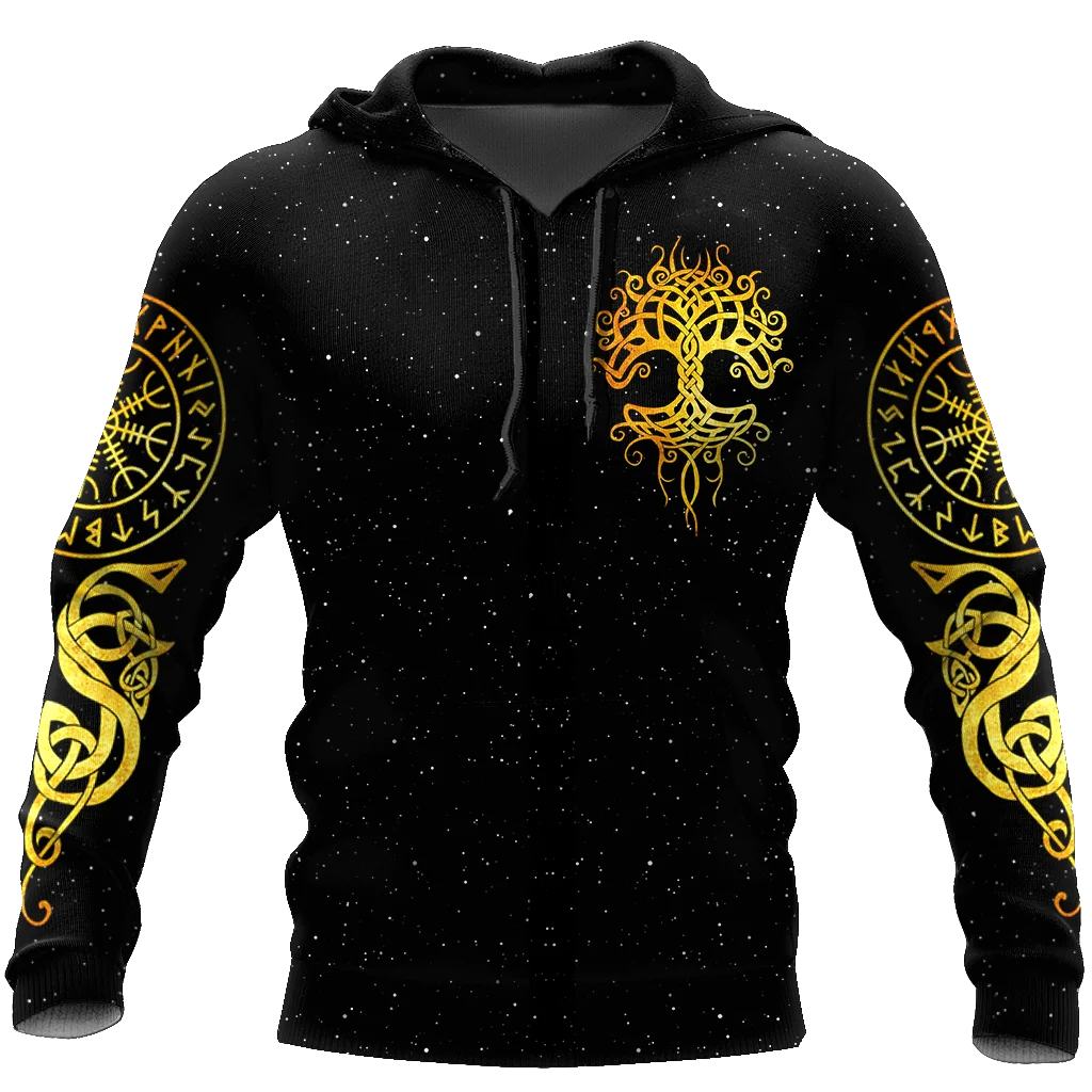

Beautiful Viking Huginn golden tattoo 3D printing unisex luxury hoodie sweatshirt pullover casual sportswear sudadera hombre
