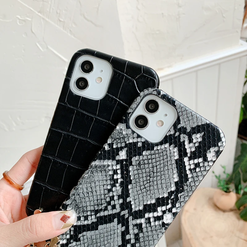 Crossbody Strap Cord Luxury Crocodile Snake Skin Leather Phone Case For iphone 14 14ProMax 14Plus 13Promax 13 12 11 Cover