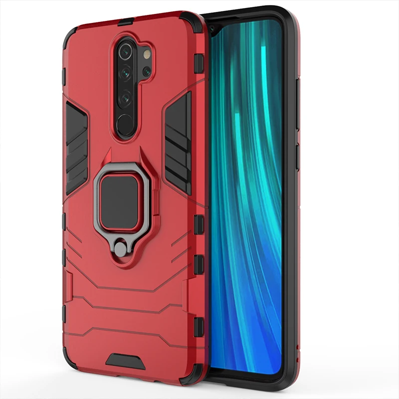 Красный Чехол-кольцо для xiaomi redmi note 8 Pro, чехол, роскошный противоударный бампер, деловой чехол для телефона для xiami redmi note 8 7 note7, чехол - Цвет: Красный