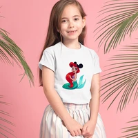 mermaid ariel princess graphic cartoon casual summer short sleeved t shirt for girls kid 12 years childrens t shirt top