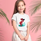 Русалка Ариэль Принцесса Графический мультфильм Повседневная летняя футболка с коротким рукавом для девочек детей 12 лет Детская Футболка Топ