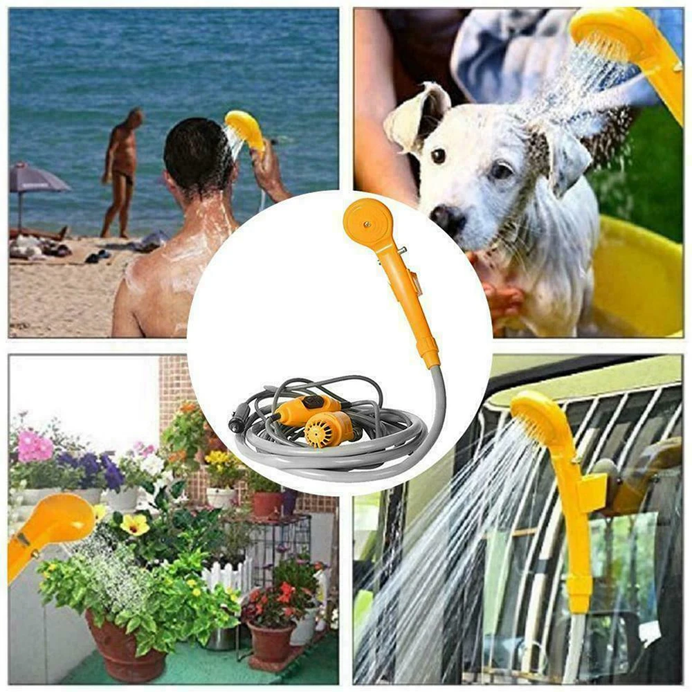 

Portable Camping Shower With Bucket Set Travel Outdoor Hiking Shower Car Washer Plant Watering Pet Cleaning 12V Electric Pump