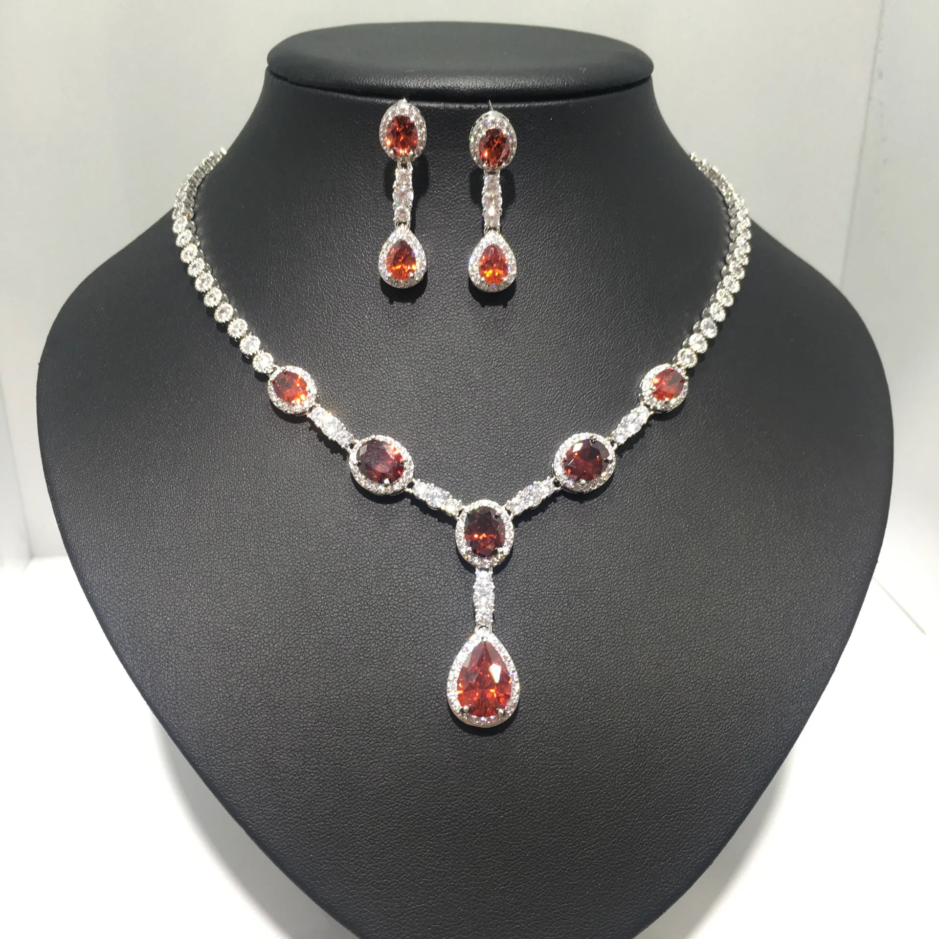 OL Стиль Модные Свадебные Ювелирные наборы для женщин Кристалл Циркон Белое