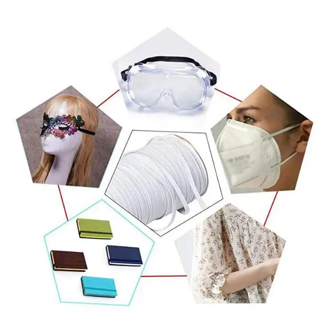 3-12 мм белая плоская эластичная лента канатная Резиновая спандекс швейная