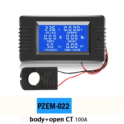 100A with open CT DC 80~ 260VAC 0-10A/0-100A ЖК-дисплей цифровой Ток Напряжение Мощность счетчик энергии мультиметр Амперметр Вольтметр - Цвет: 100A with open CT