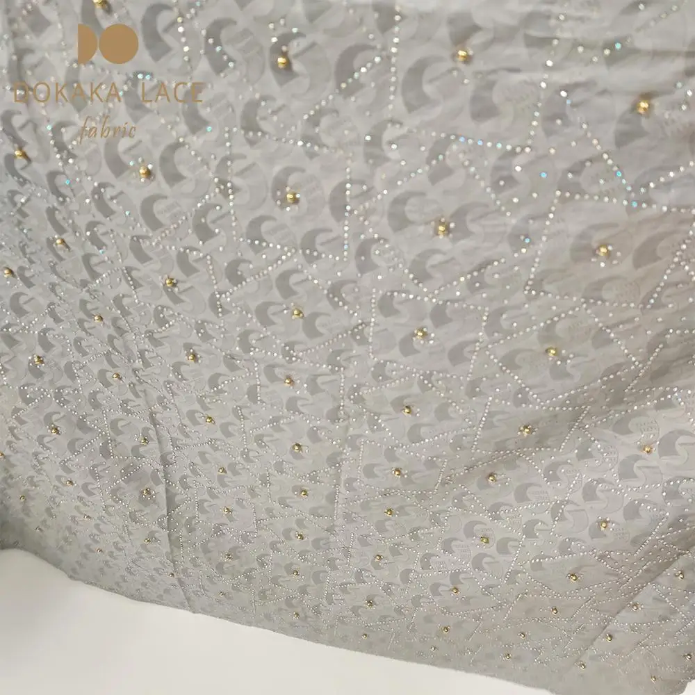 5 ярдов уникальный африканский дизайн кружевная ткань Базен риче с бусинами и