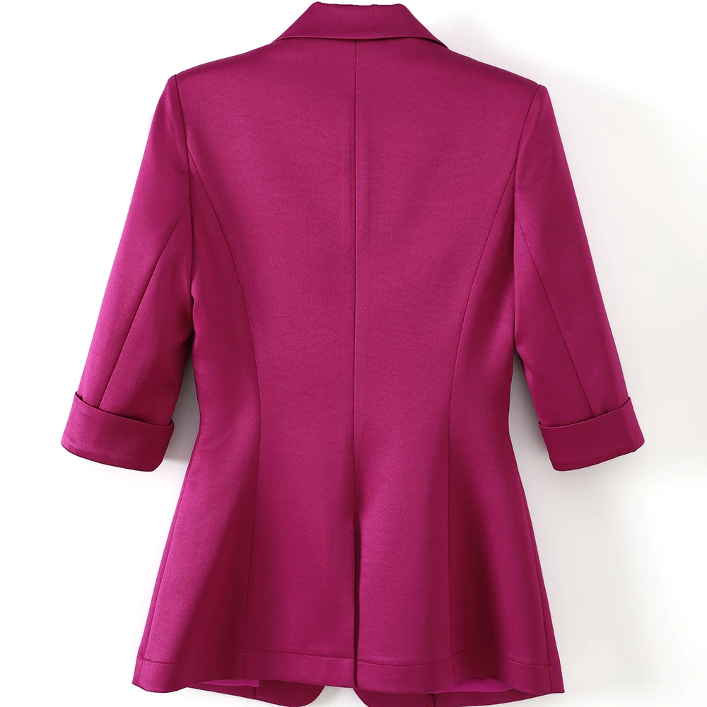 

2021SS New Elegant Pants Suit Women Business Purple Green Half Sleeve Blazer And Trousers Office Ladies Plus Size 5XL Work Wear