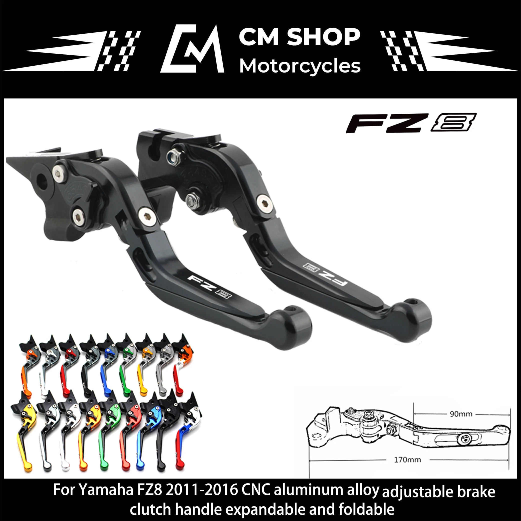 

Motorcycle Brake Levers For Yamaha FZ8 FZ-8 2011 2012 2013 2014 2015 2016 CNC Aluminum Adjustable Brake Clutch Levers