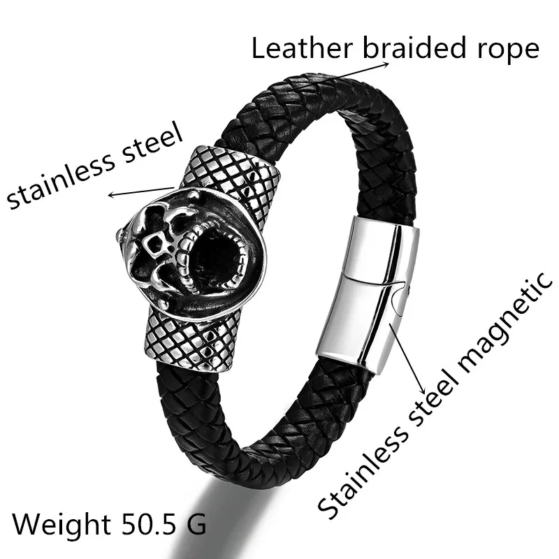 Мужской браслет из нержавеющей стали в готическом стиле с магнитной застежкой