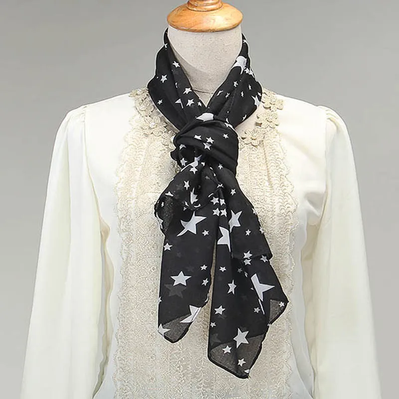 Spring Autumn Women Lady Dots Spot Star Chiffon Headscarf Soft Shawl Scarf Neck Wrap Scarfs for Ladies |