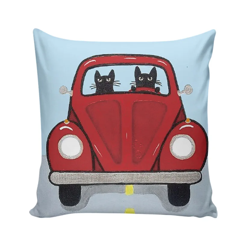 Чехол для подушки милый чехол с изображением кота собаки автомобиля мультфильма