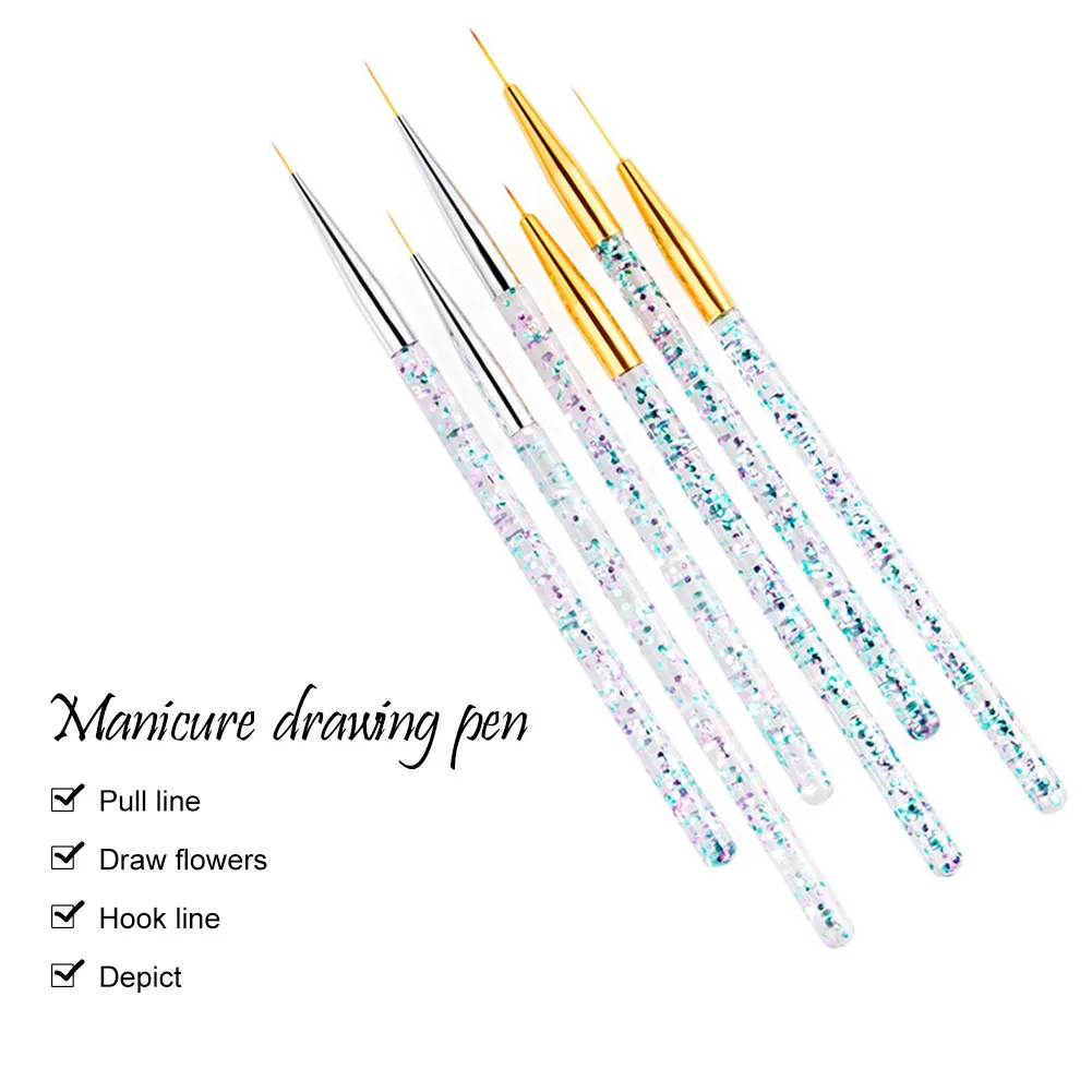 

3PCS/Set Professional Liner Painting Pen Nail Art Brush Nail Art UV Gel Brush Pen Art Salon Home Use Gel Nail Brush Durable New