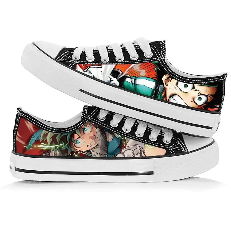 Холщовые кроссовки с принтом Моя геройская Академия | Тематическая одежда и