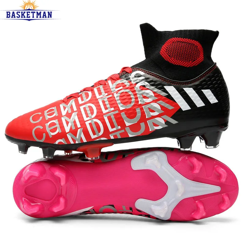 

BASKETMAN Brand Football Boots For Men Professional Field Futsal Shoes Leather Lace Up Training Football Sneakers Male Zapatos