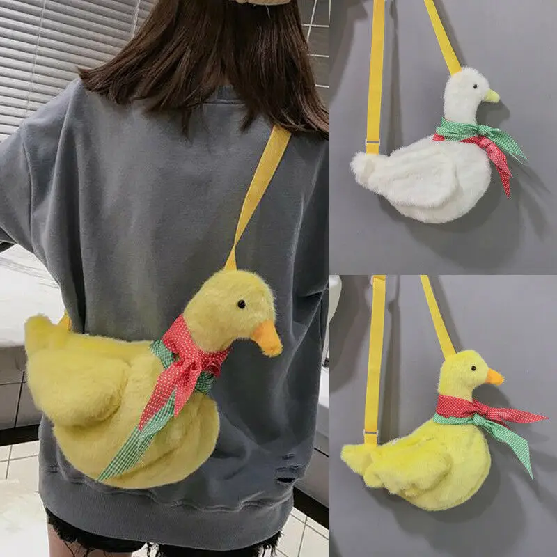 Модный плюшевый Кошелек на утином пуху мультяшная сумка через плечо в форме