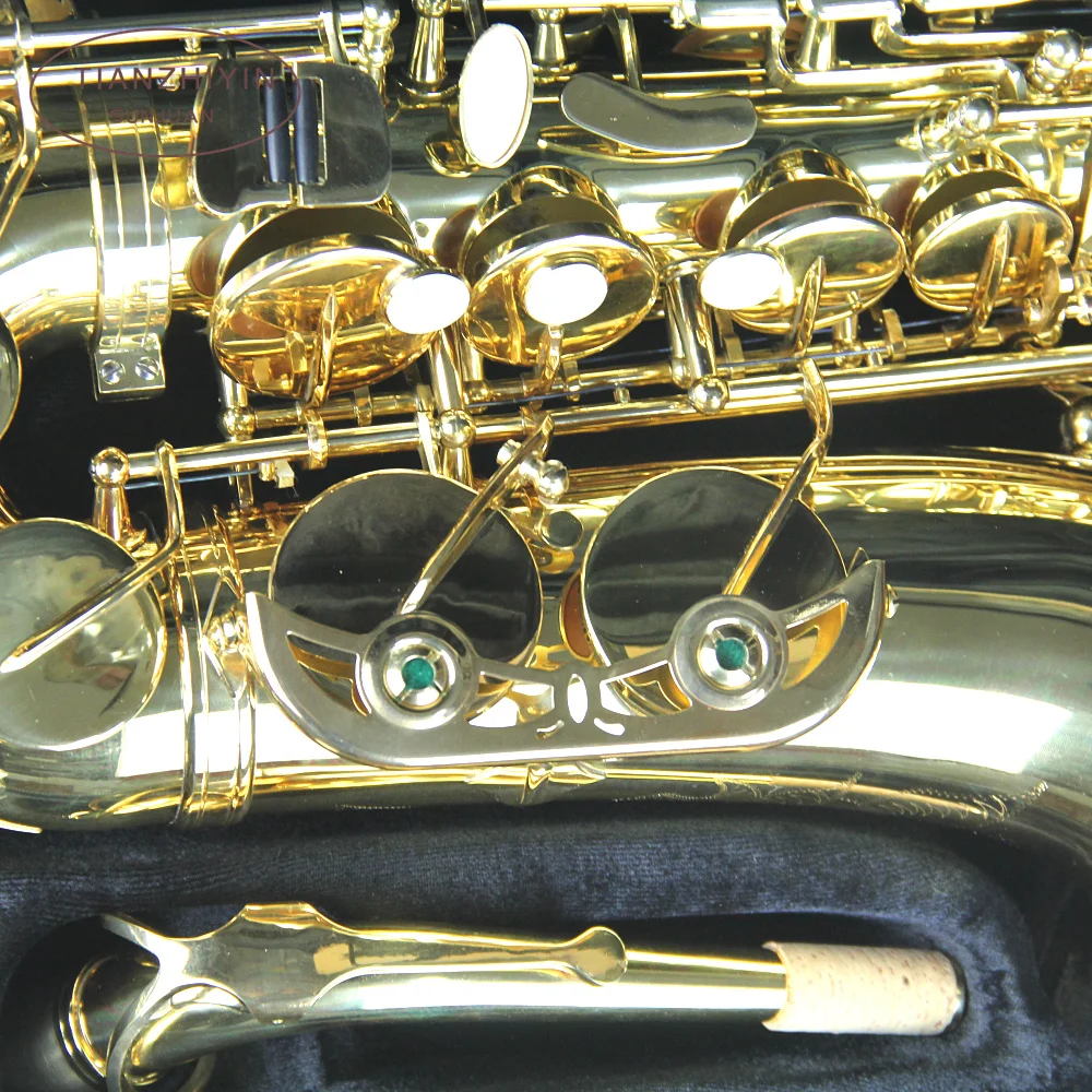 

Golden Eb Alto Saxophone Sax Brass Body White Shell Keys Woodwind Instrument with Carry Case Gloves Sax Neck Straps