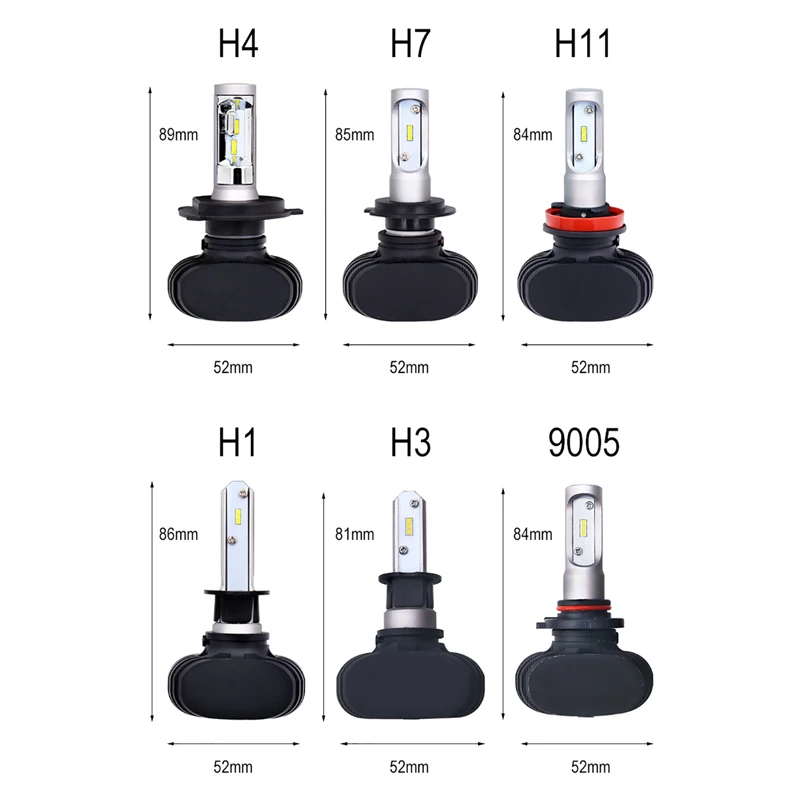 CARCTR 8000LM 6500K H1 H3 H11 H8 H9 H27 H10 H13 H7 светодиодный свет фар автомобиля H4 светодиодный лампы 9006 HB1 HB5 9008 светодиодный CSP 50W 12V 24V