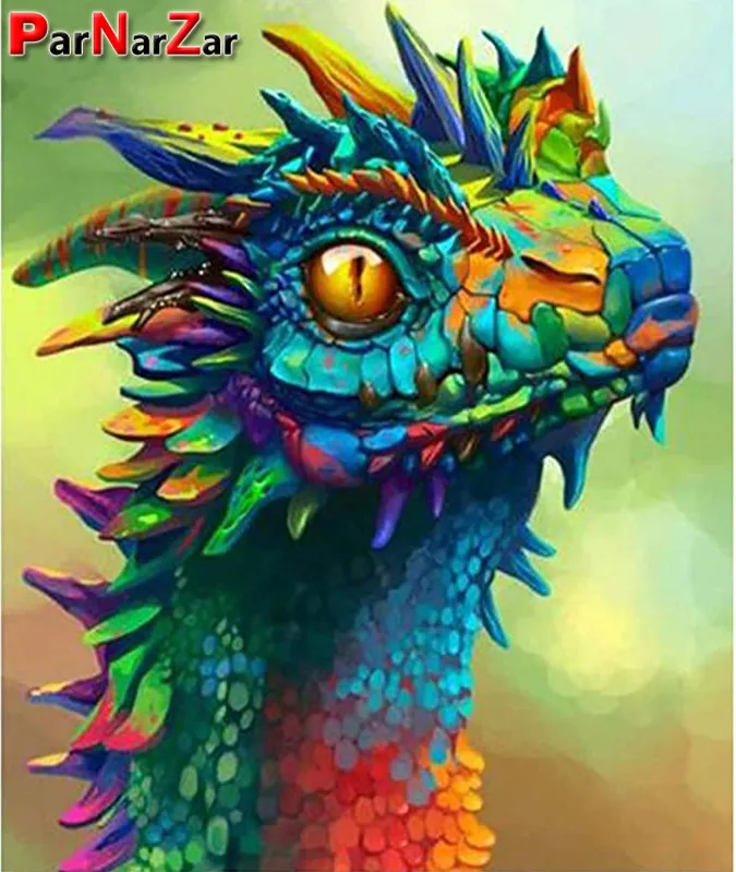 

ParNarZar 5D Diamond Painting Kit by Numbers DIY Crystal Rhinestone Cross Stitch Embroidery Arts Craft Picture Colorful Dragon