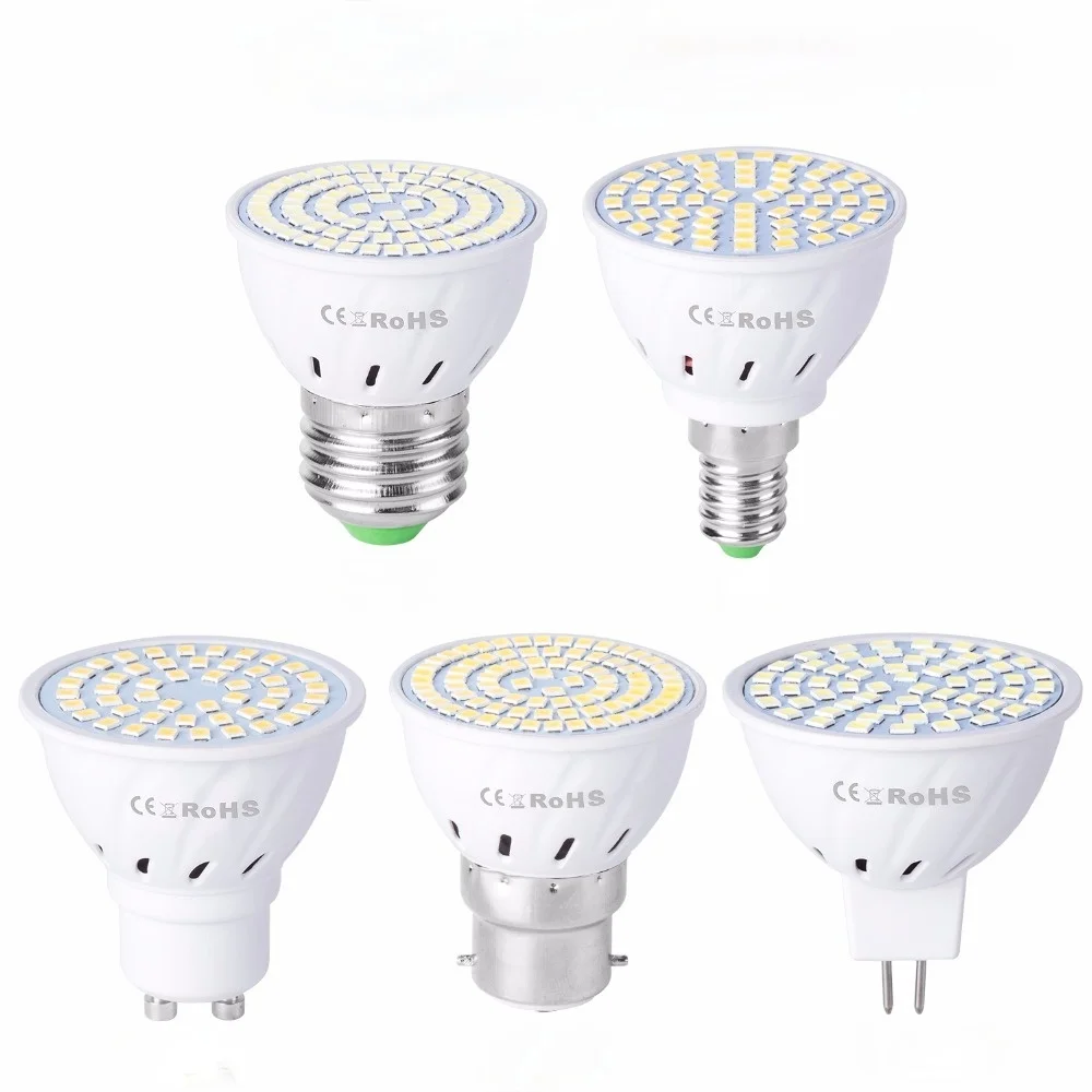 

GU10 LED E27 Lamp E14 Spotlight Bulb 48 60 80leds lampara 220V GU 10 bombillas led MR16 gu5.3 Lampada Spot light B22 5W 7W 9W