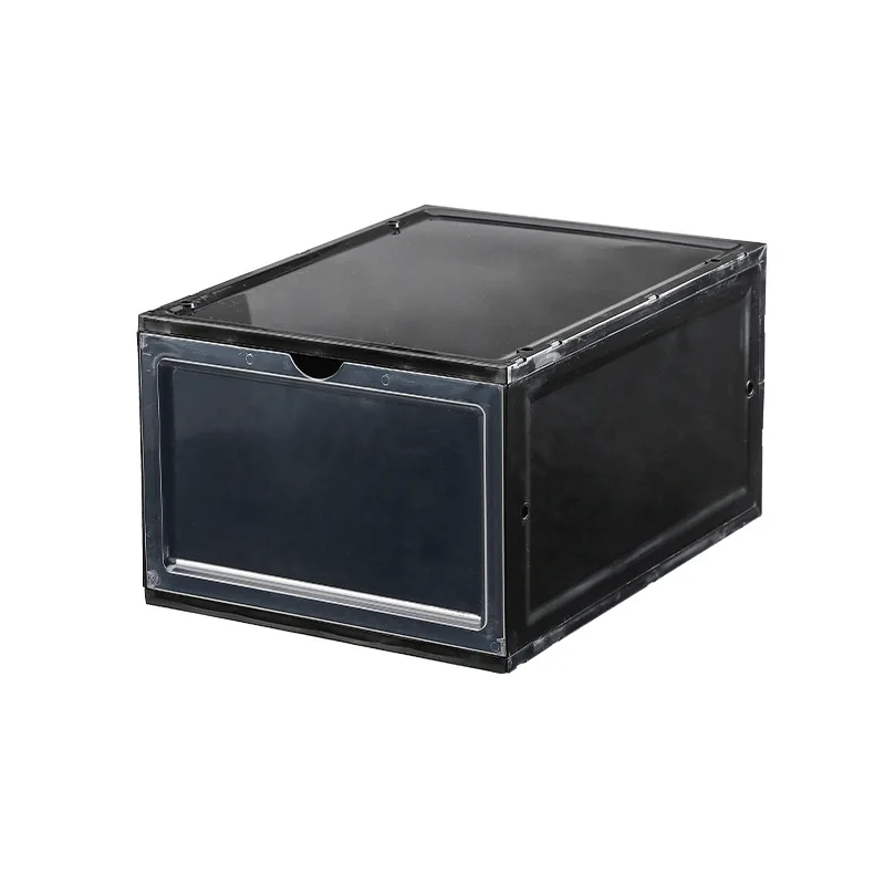 

1PC Transparent Black Shoe Storage Box High Capacity Plastic Rectangle Stackable Sneaker Storage Organizer Drawer Rack
