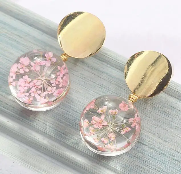 

100pcs/lot small fresh glass ball all over the sky earrings Korean sequined petal earrings female