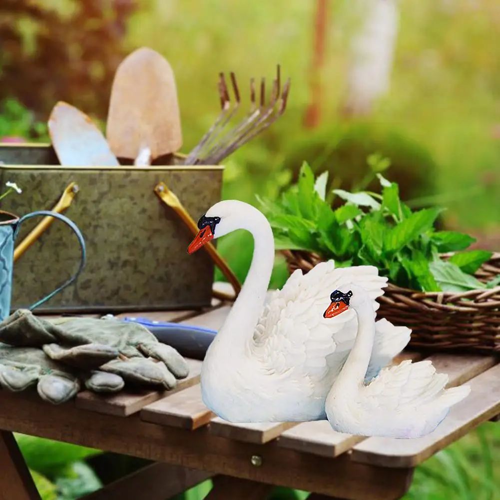 2 шт полимерная мини скульптура в виде Лебеди фонтана Сказочный Сад Микро пейзаж